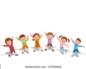 Children are laughing side by side