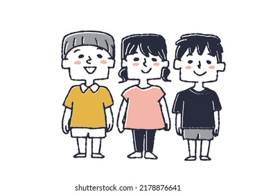 Children laughing side by side, smiling nursery school, kindergarten life
