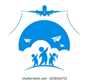 Children launch paper airplanes into flight, which turn into a take-off airliner. Abstract education concept. Vector on a transparent background.