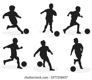 children laying Soccer Silhouette Vectors