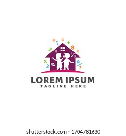Children Learn at Home with Mathematics Logo Vector Icon Illustration