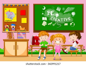 Children learning in the classroom illustration