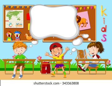 Children learning in the classroom illustration