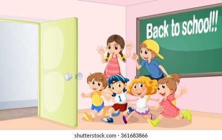 Children learning in the classroom illustration