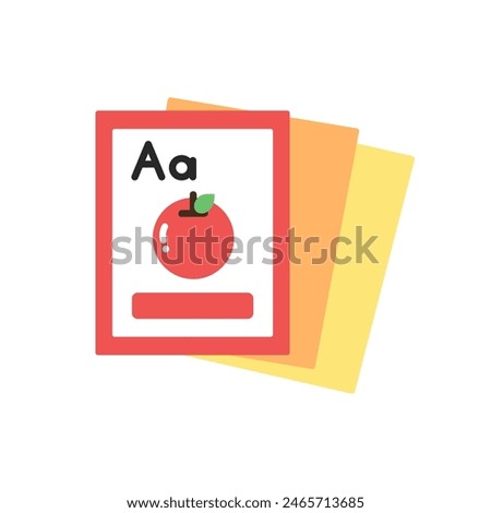 Children learning flash card icon. Alphabet, vocabulary, memory game, preschool, education concepts. Flat vector design isolated illustration.