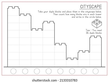 Children Learning Printable - Building Cityscape with Duplo Blocks