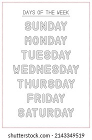 Children Learning Printable - Days Of The Week Wipe Clean Poster
