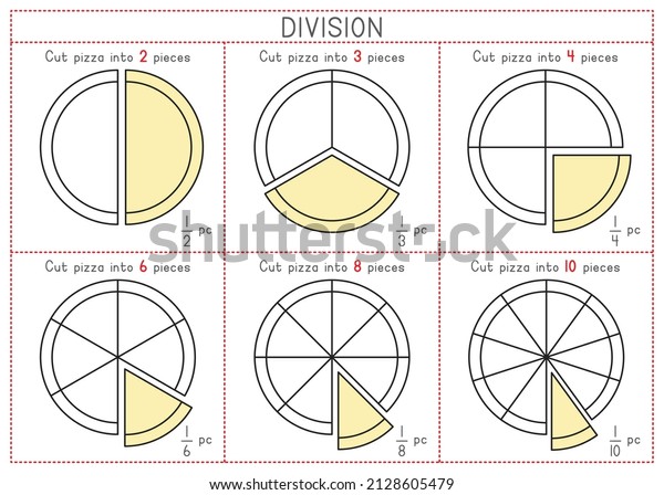 Children Learning Printable Division Pizza: เวกเตอร์สต็อก (ปลอดค่า ...