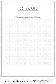 Children Learning Printable - Reading, Tracing, and Writing Numbers 1 to 100