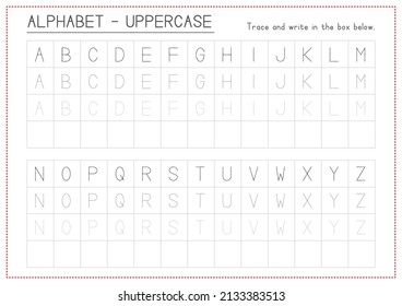 Children Learning Printable - Trace and Write Alphabets Uppercase