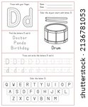 Children Learning Printable - Tracing, Coloring, and Writing Alphabet D