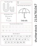 Children Learning Printable - Tracing, Coloring, and Writing Alphabet U