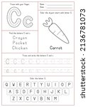 Children Learning Printable - Tracing, Coloring, and Writing Alphabet C