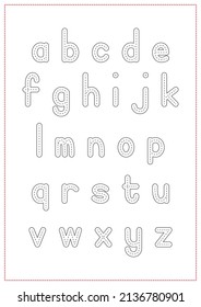 Children Learning Printable - Tracing, Coloring, and Writing Alphabet Lowercase Poster