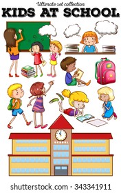 Children learning at school illustration