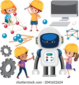 Tecnología de aprendizaje infantil con ilustraciones de herramientas