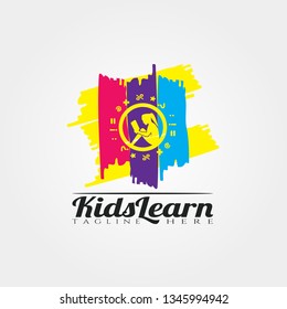 Children Learning vector logo design,kid learn