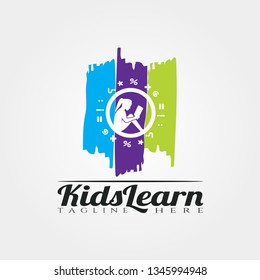 Children Learning vector logo design,kid learn