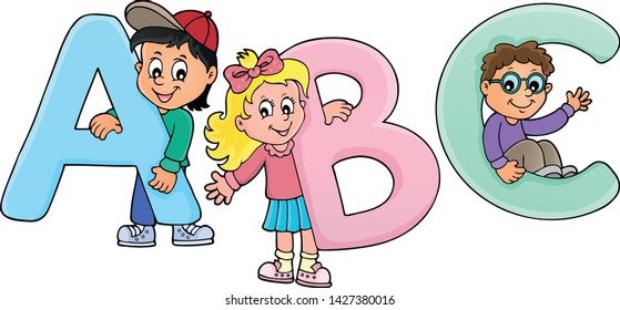 Children with letters ABC theme 2 - eps10 vector illustration.
