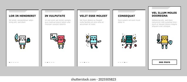 Kinderbibliothek Lesen Sie Onboarding Mobile App Page Screen Vector. Illustrationen zum Thema Kinderbibliothek und Aktivitäten, Bildungs- und Bücherei
