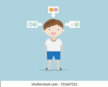 children life style concept , have time, healthy but no money cartoon vector illustration