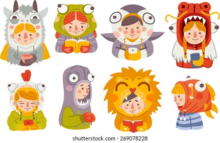 children like animals set