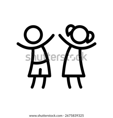 Children line icon on white background. Boy and Girl. Eps 10.