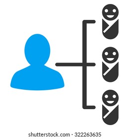 Children Links vector icon. Style is bi-color flat symbol, blue and gray colors, rounded angles, white background.