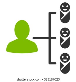Children Links vector icon. Style is bicolor flat symbol, eco green and gray colors, rounded angles, white background.