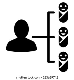 Children Links vector icon. Style is flat symbol, black color, rounded angles, white background.