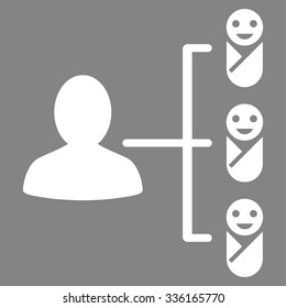 Children Links vector icon. Style is flat symbol, white color, rounded angles, gray background.