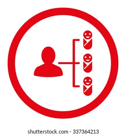 Children Links vector icon. Style is flat rounded symbol, red color, rounded angles, white background.