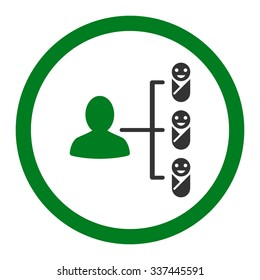 Children Links vector icon. Style is bicolor flat rounded symbol, green and gray colors, rounded angles, white background.