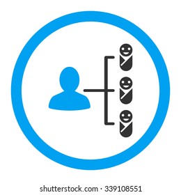 Children Links vector icon. Style is bicolor flat rounded symbol, blue and gray colors, rounded angles, white background.