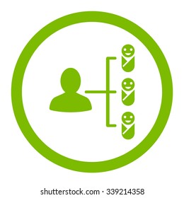 Children Links vector icon. Style is flat rounded symbol, eco green color, rounded angles, white background.