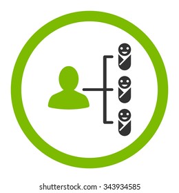 Children Links vector icon. Style is bicolor flat rounded symbol, eco green and gray colors, rounded angles, white background.