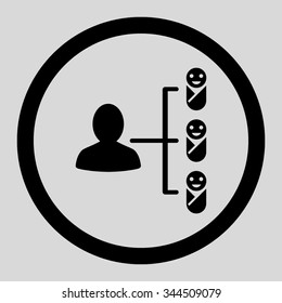 Children Links vector icon. Style is flat rounded symbol, black color, rounded angles, light gray background.