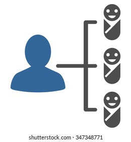 Children Links vector icon. Style is bicolor flat symbol, cobalt and gray colors, rounded angles, white background.