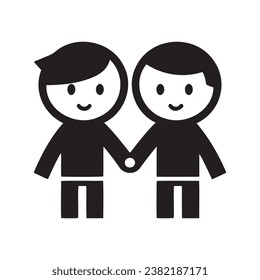 Children logo, black and white simple illustration