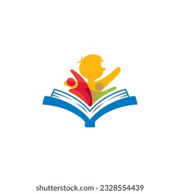 Children logo with book design community, university design