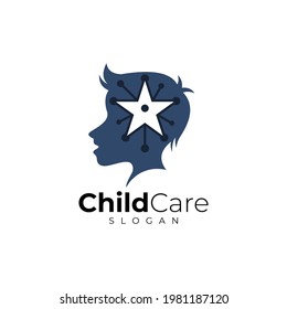 Children logo and brain star icon vector, creative logos