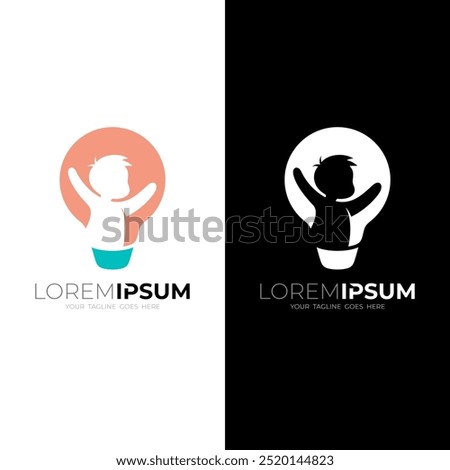 Children logo and bulb design combination, smart icons