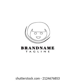 children logo cartoon icon design template black modern isolated vector cute