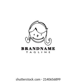 children logo cartoon icon design template black modern flat vector illustration