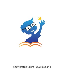 Children logo design education, student icon vector