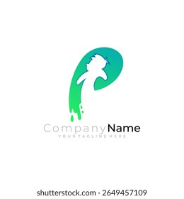 Children logo with letter P design , people active logos