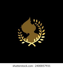 Children logo with social community design, gold color, children's logo with wheat icon
