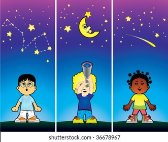 Children looking at the stars