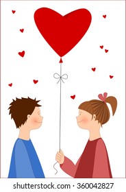 Children in love with balloon