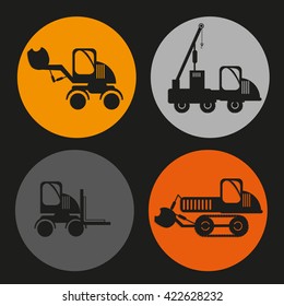 Children machinery construction vector in color backdrop